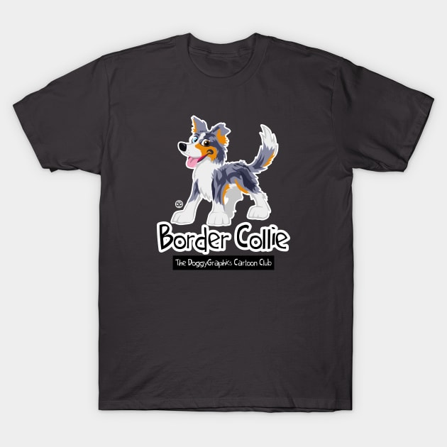 CartoonClub Border Collie - Merle Tricolor T-Shirt by DoggyGraphics